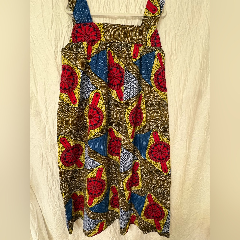 Beautiful colorful Ankara  African wax print maxi, sundress. Size 1X. Handmade.